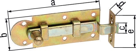 GAH Alberts Fensterriegel L.80 mm B.30 mm Form gekröpft Stahl galvanisch gelb verzinkt Ausschub 12 mm - 113216