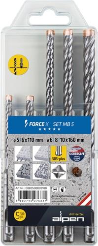Hammerbohrersatz Force X 5-tlg.SDS-plus Ku.-Box ALPEN