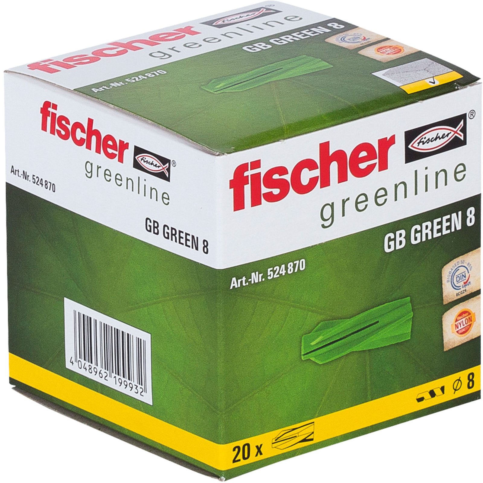 Fischer 20x Gasbetondübel GB Green 8 - 524870