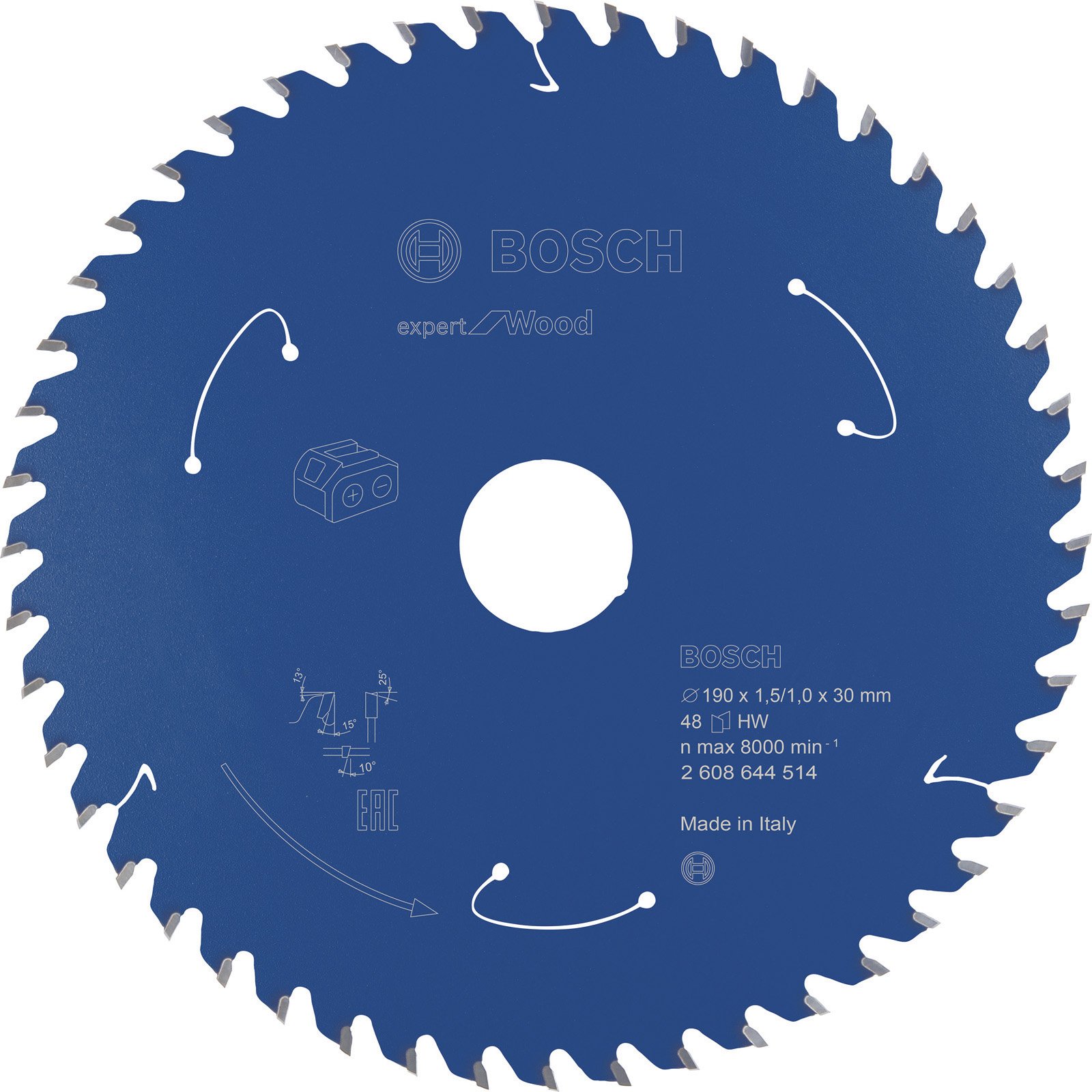 Bosch Kreissägeblatt Expert for Wood für Akku-Handkreissägen 190 x 1,5 x 30 mm 48 - 2608644514