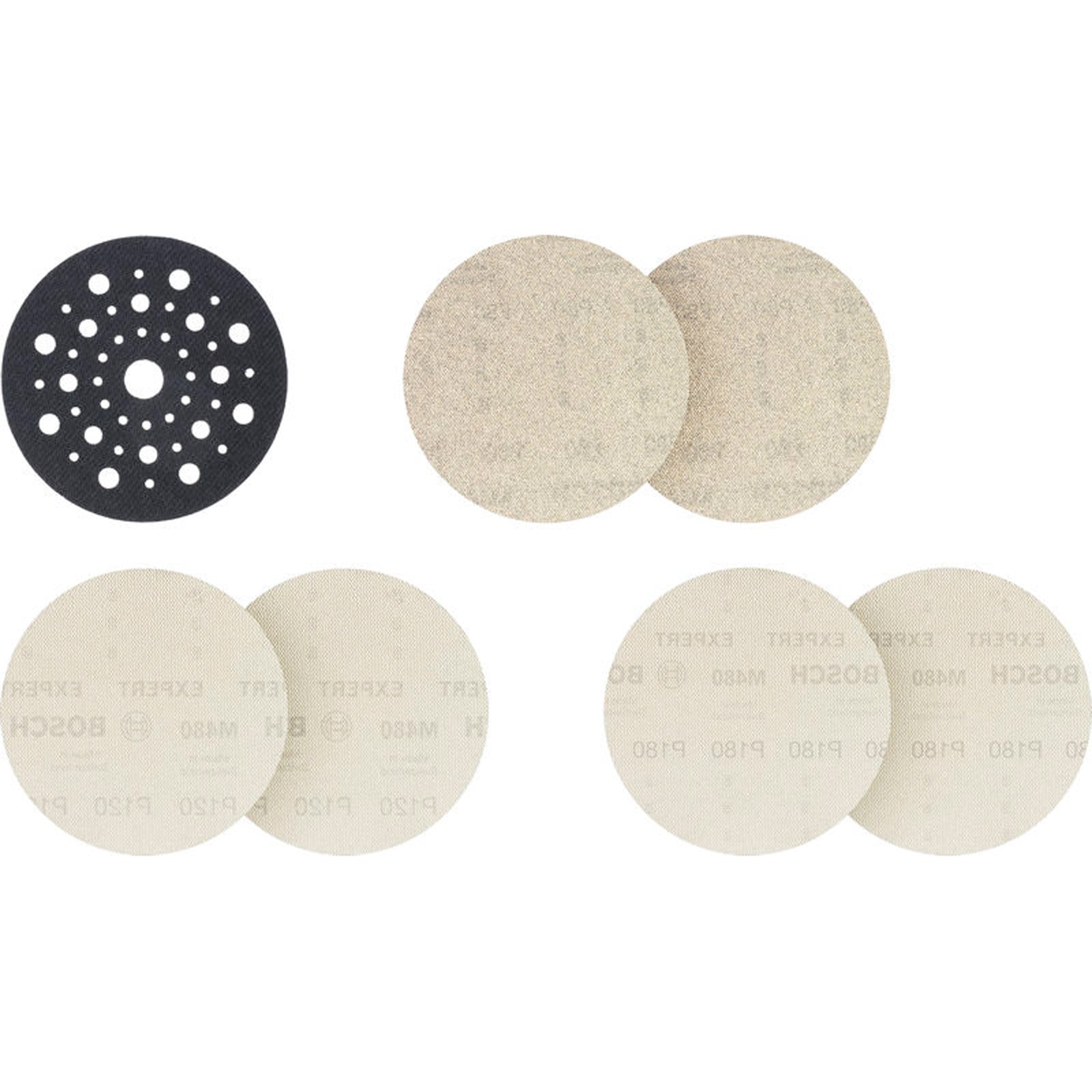 Bosch EXPERT M480 Schleifnetz-Set, 125mm, K80/120/180, 6+1 Set, Starter Pack