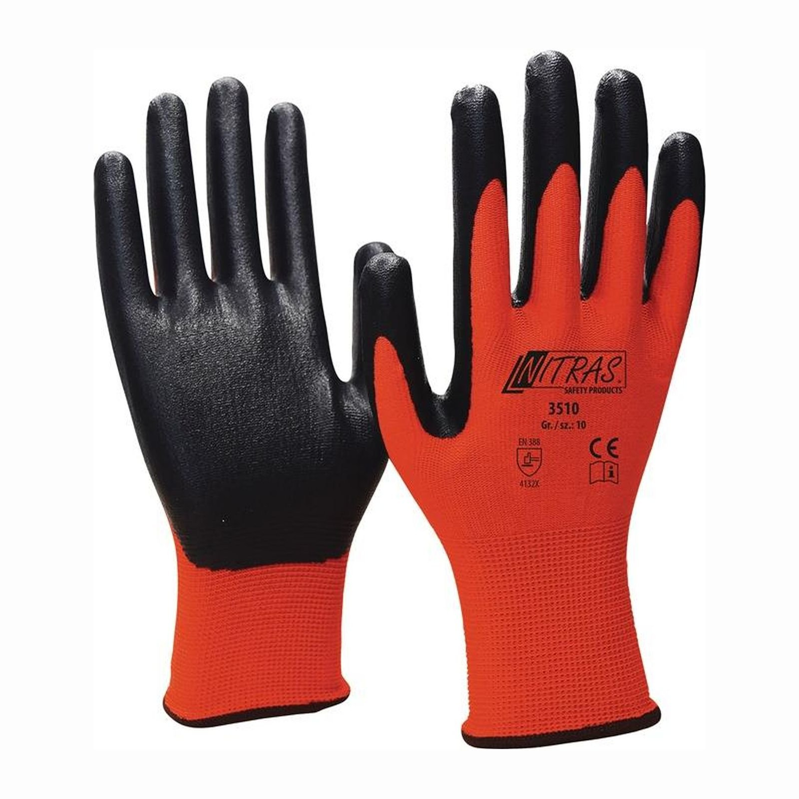 Nitras 12 Paar Handschuhe Nitril rot / schwarz Foam