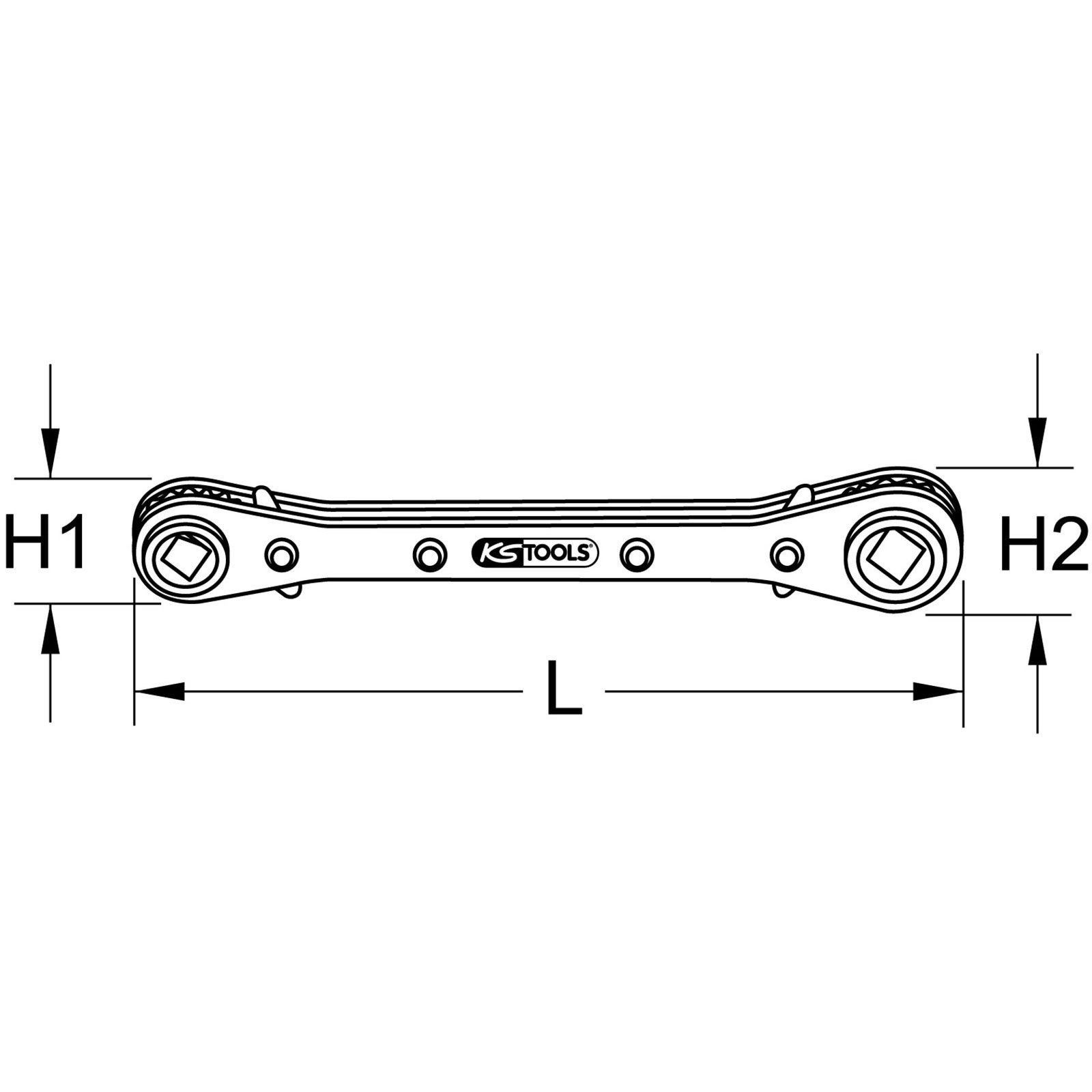 KS TOOLS 4 in 1 Kälte-Klima-Ratschenschlüssel umschaltbar - 130.0122