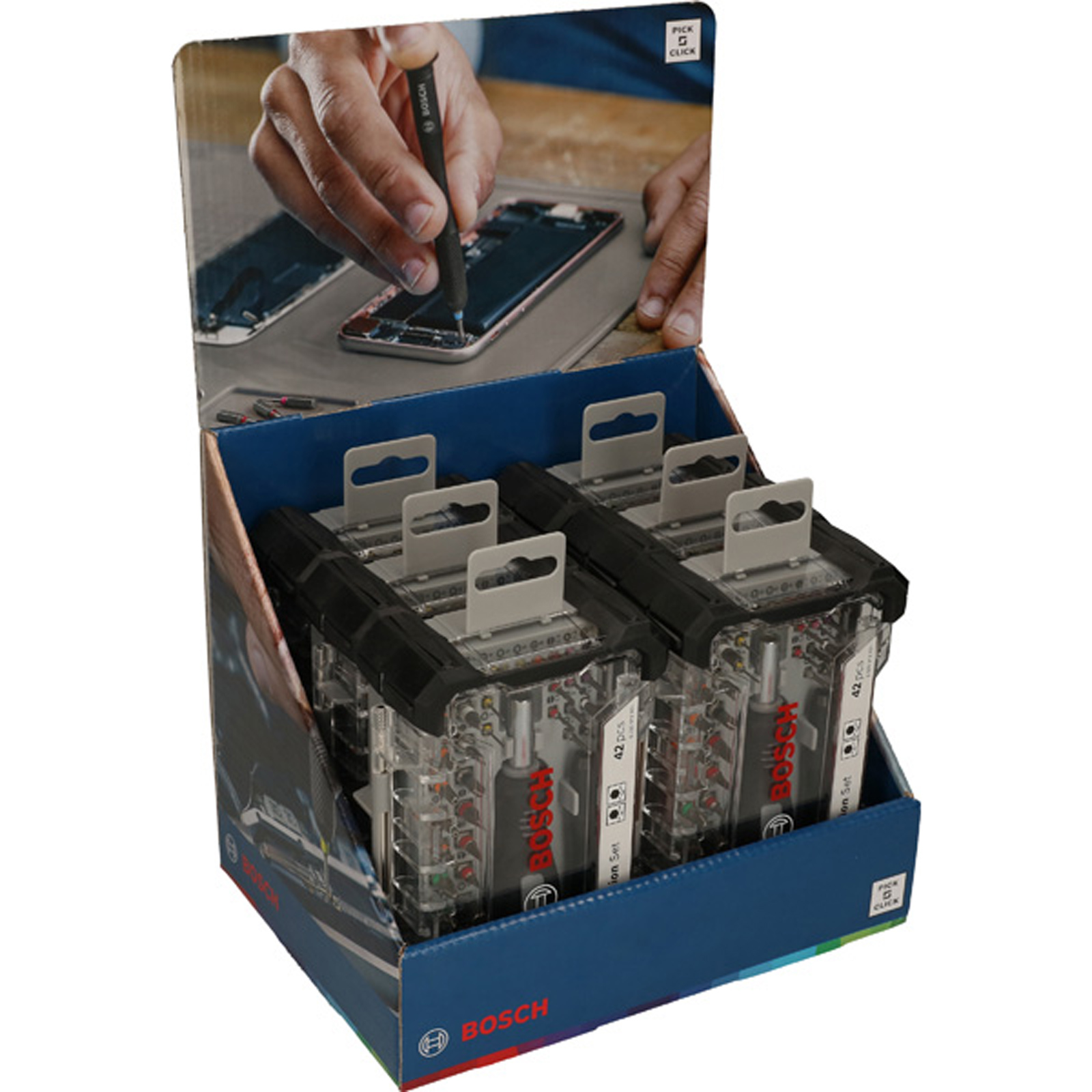 Bosch Schraubendreher-Set mit Präzisions- und Standardbits, Display, 6x 42-tlg