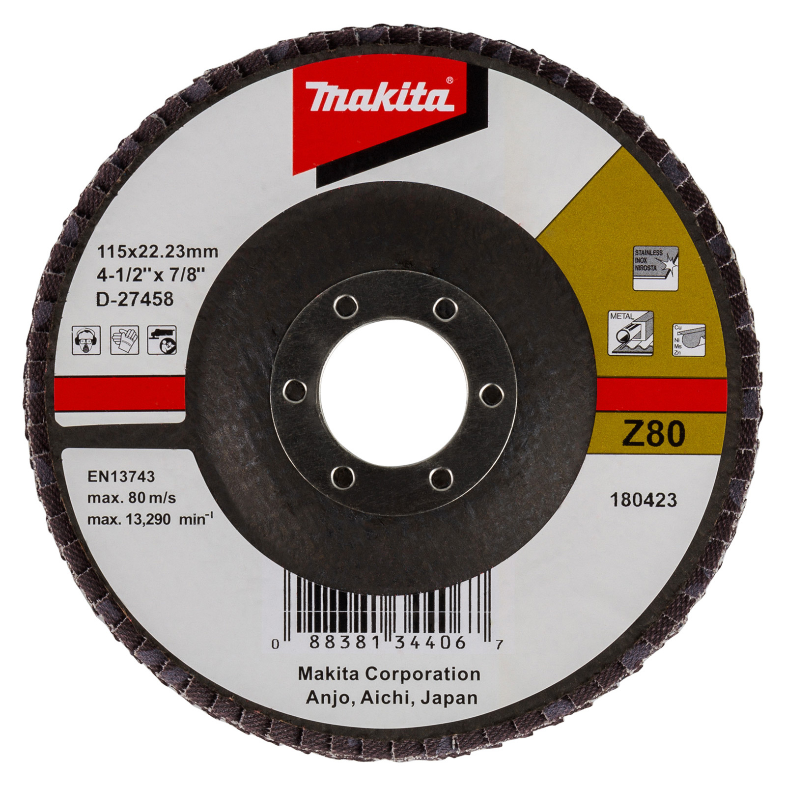 Makita Fächerschleifscheibe 115 mm Z80 - D-27458