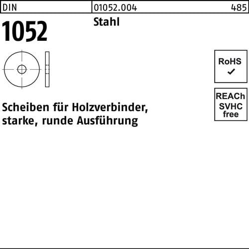 Unterlegscheibe DIN 1052 rund 25x 92x 8 Stahl 25 Stück