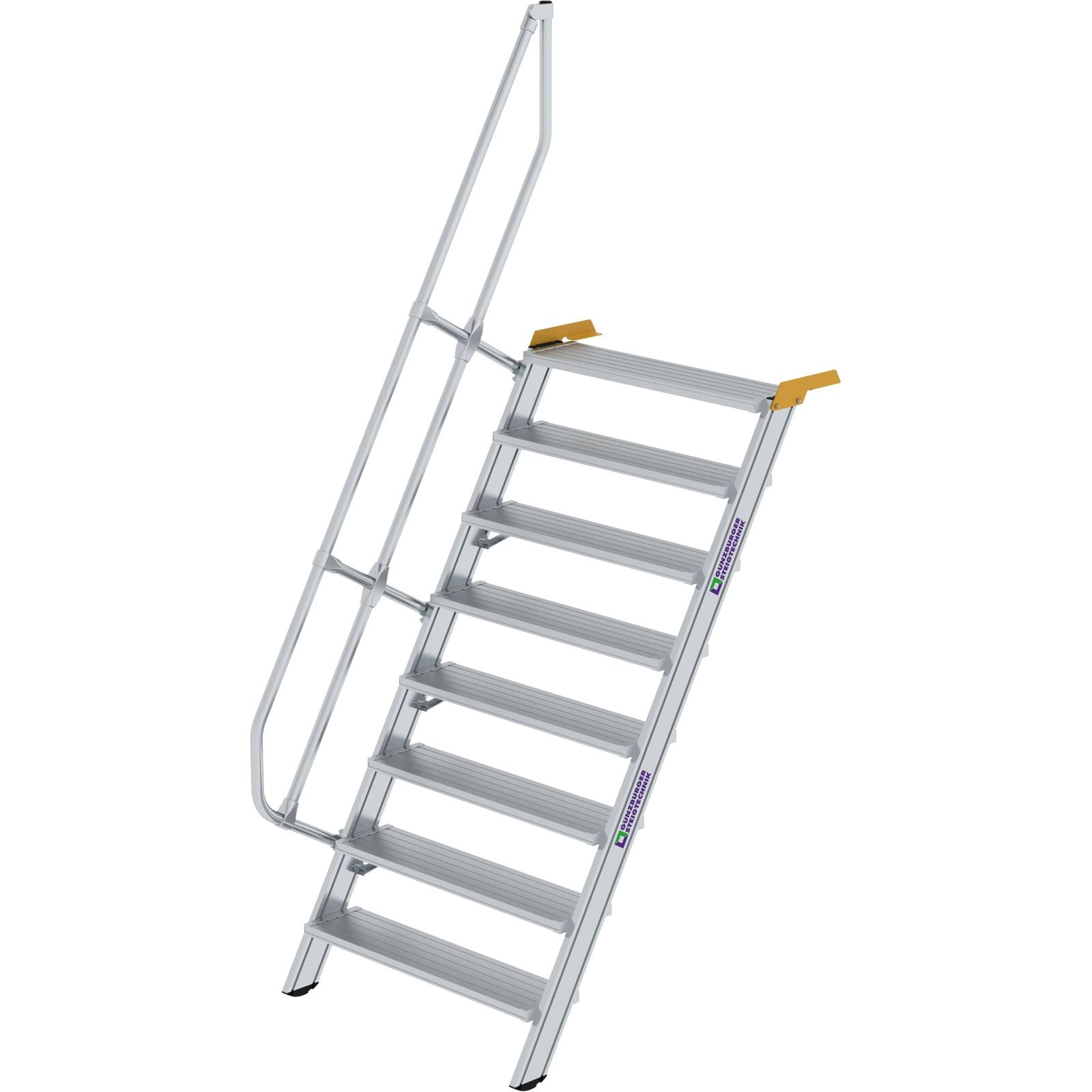 Günzburger Steigtechnik Treppe 60° Stufenbreite 1.000 mm 8 Stufen Aluminium geriffelt - 600328