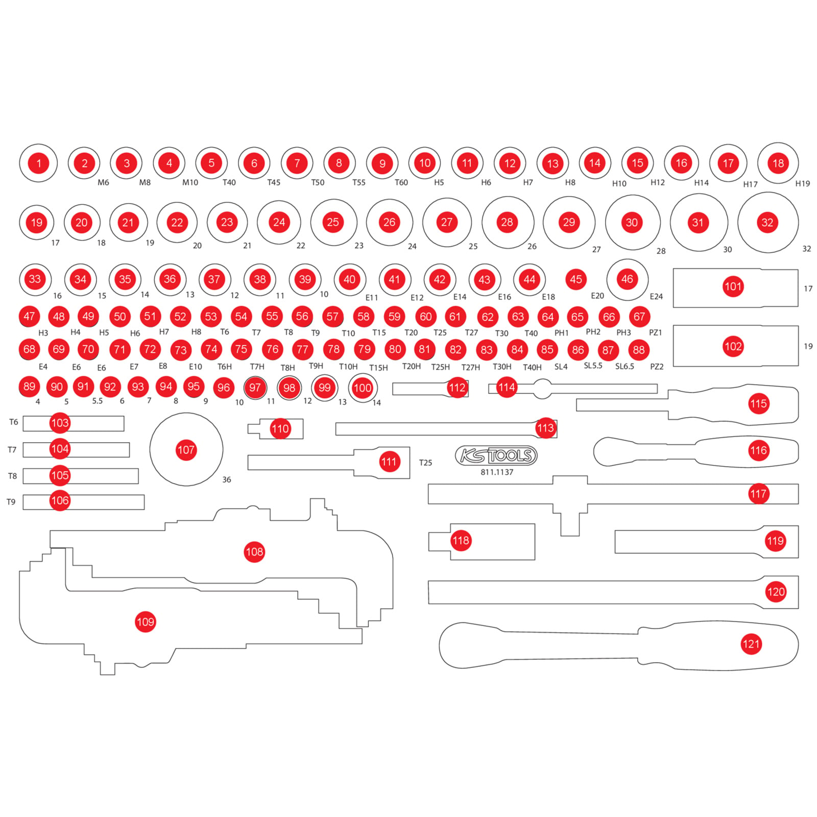 KS TOOLS leere Schaumstoffeinlage zu 811.1137 - 811.1137-97