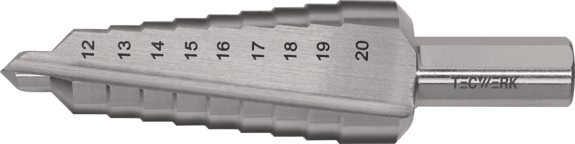 Stufenbohrer Bohrber.12-20mm HSS ger.genutet Z.2 Stufen 9 TECWERK