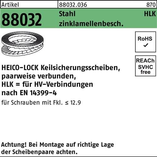Keilsicherungsscheibe R 88032 HLK-12 Stahl zinklamellenb. geklebt 200St. HEICO