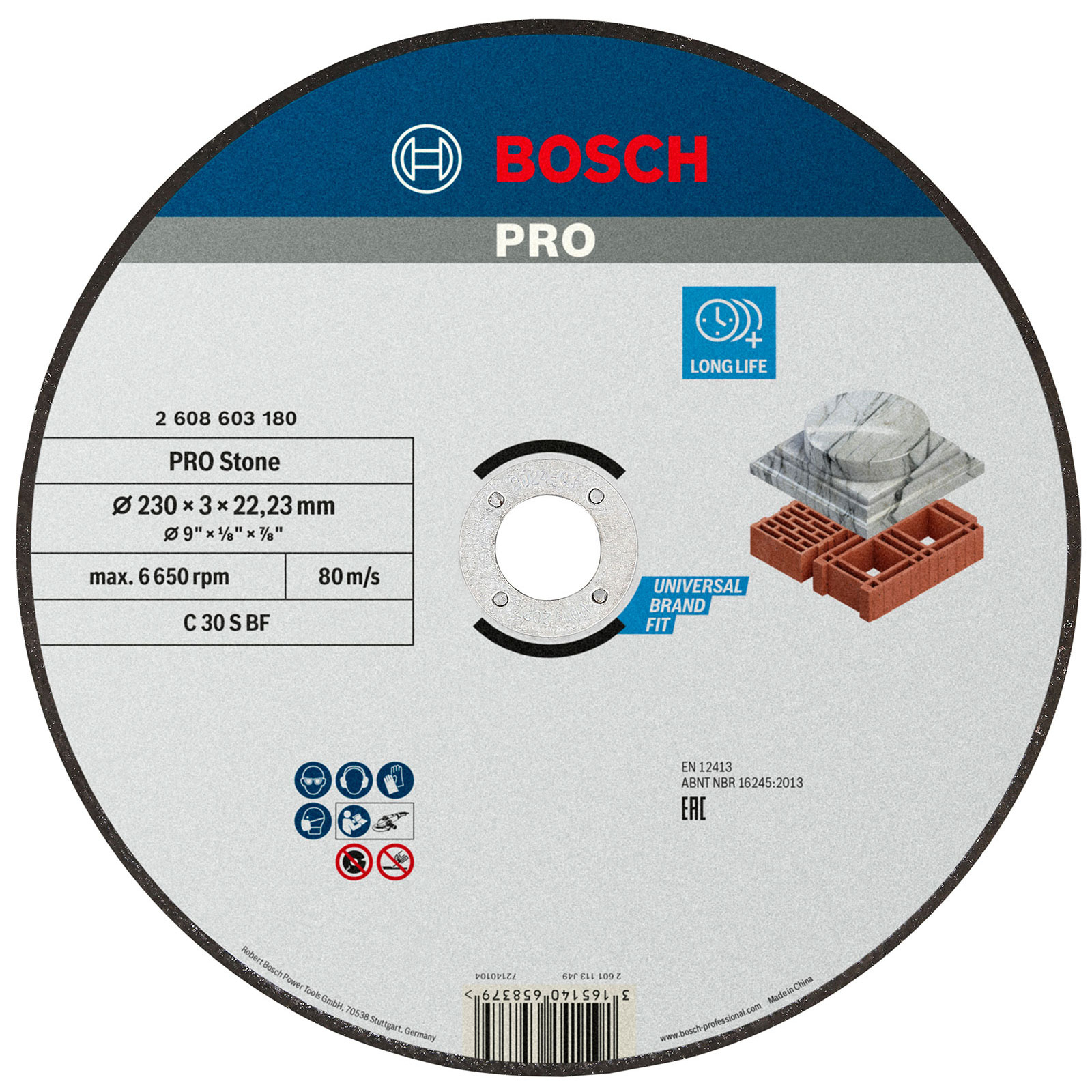 Bosch PRO Stone Trennscheibe 230 x 3 x 22,23 mm - 2608603180