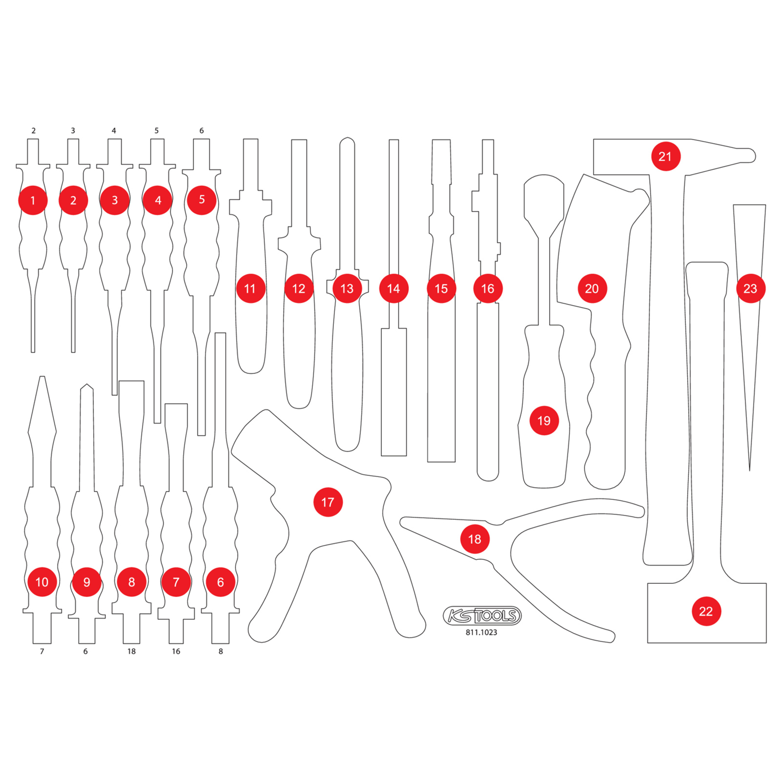 KS TOOLS leere Schaumstoffeinlage zu 811.1023 - 811.1023-97