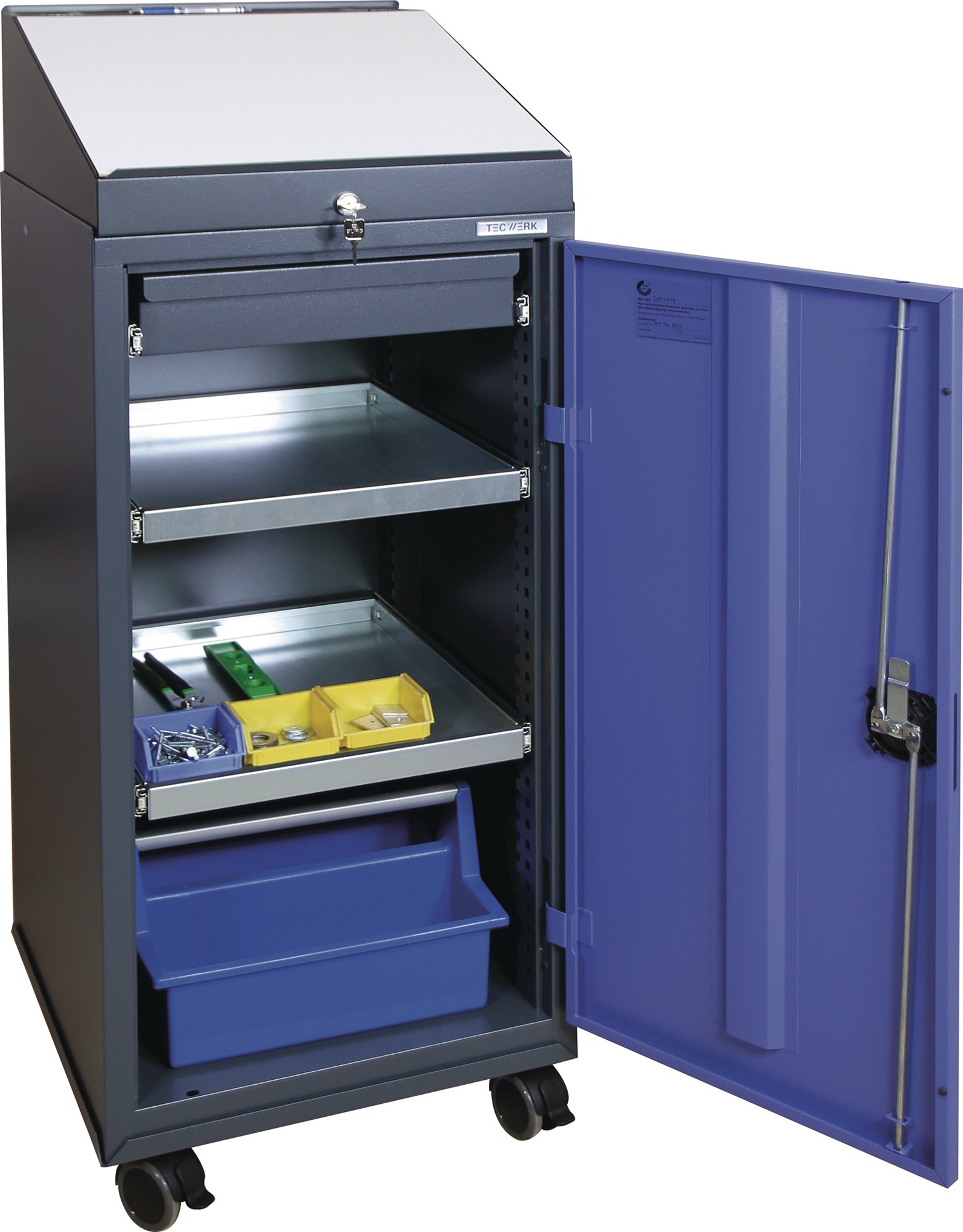 Werkzeugschrankset m.Pultaufsatz H1310xB500xT500mm anthrazitgrau/taubenblau TW