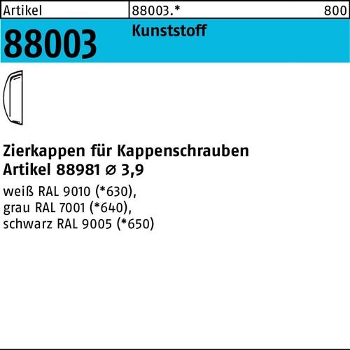 Zierkappe R 88003 f.Kappenschr. F. 3,9 Ku. grau 1000 Stück