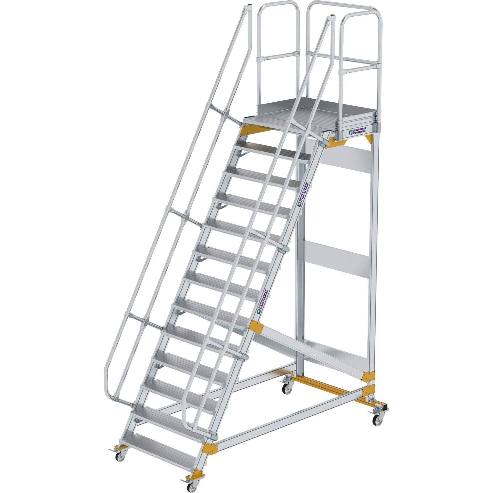 Günzburger Steigtechnik Plattformtreppe 60° fahrbar Stufenbreite 1 m 13 Stufen - 600753