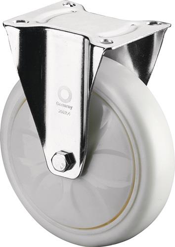 BS Rollen Bockrolle D.150mm Trgf.650kg Ku.Platte L135xB110mm Farbe Rl.weiß - L610.B15.152