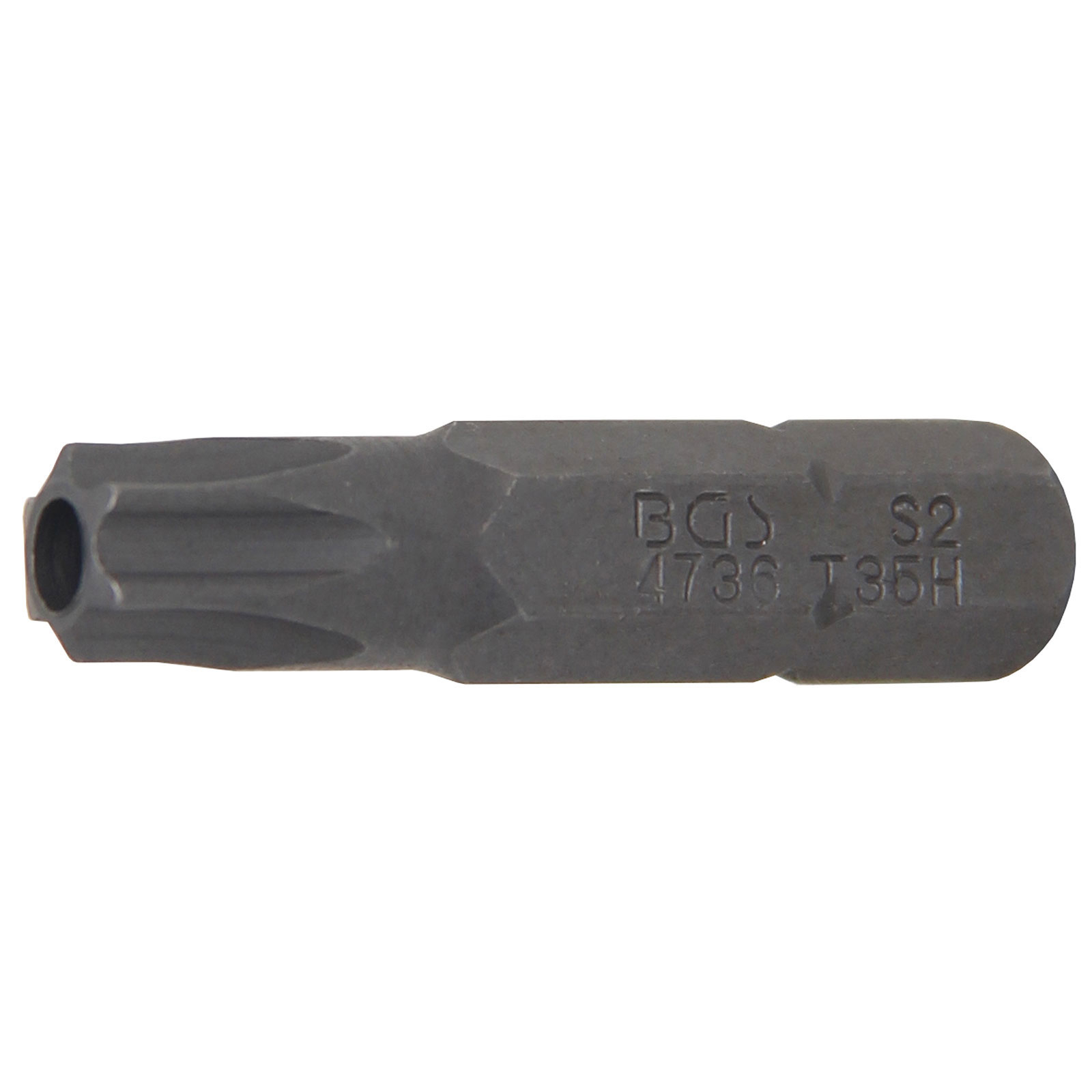 BGS Bit Antrieb Außensechskant 6,3 mm (1/4") T-Profil (für Torx) mit Bohrung T35 - 4736