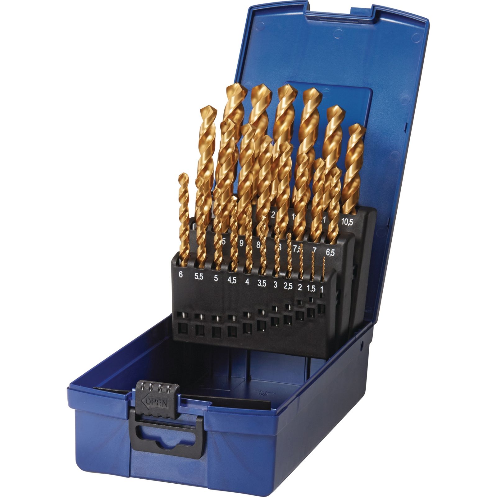 Spiralbohrersatz DIN 338 Typ UNI D.1-13x0,5mm HSS-Co TiN 25-tlg.Ku.-Kass.TECWERK