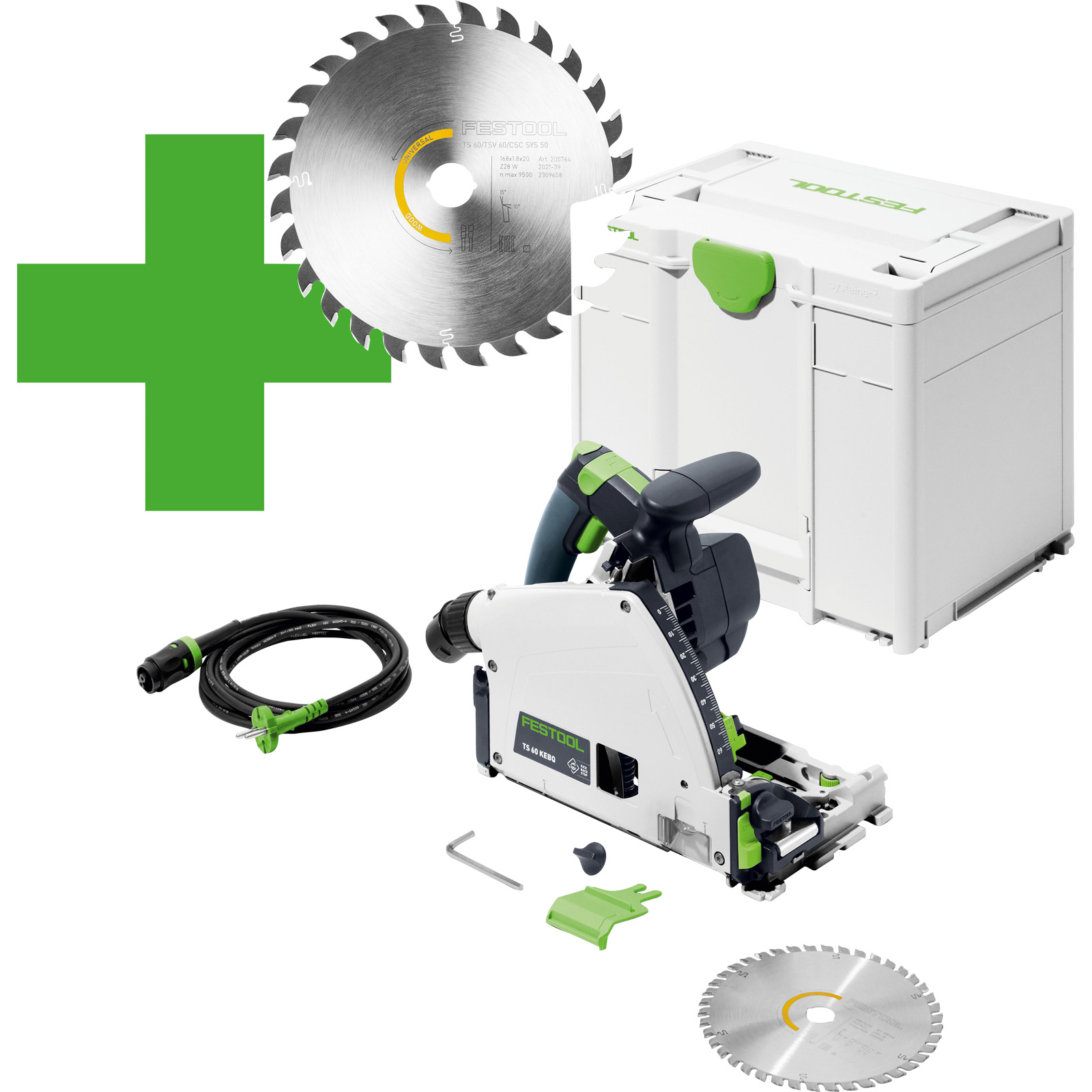 Festool Tauchsäge TS 60 KEBQ-Plus + Kreissägeblatt  HW 168 x 1,8 x 20 W28 im Systainer - 577847