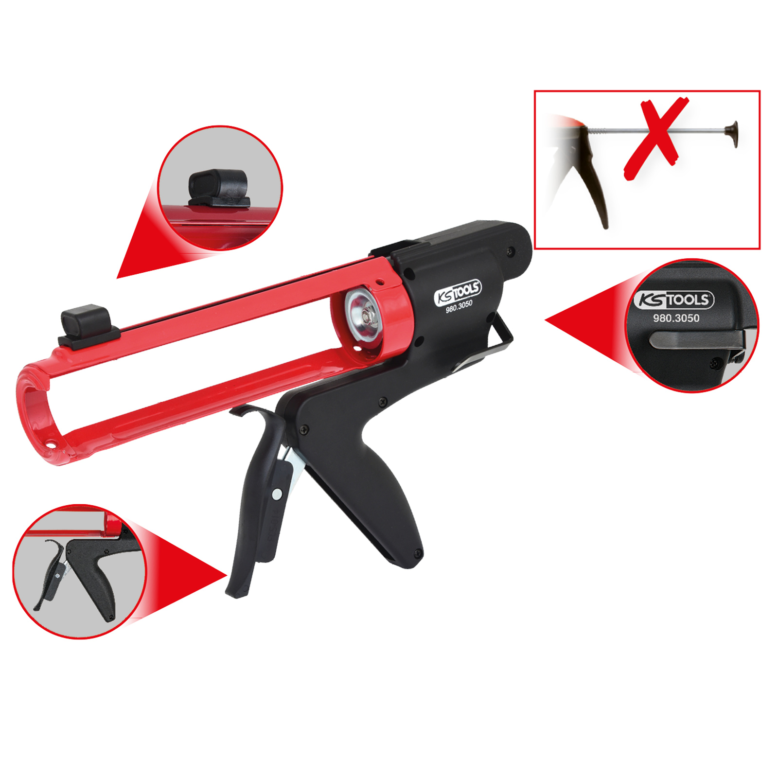 KS TOOLS Kartuschenpistole ohne herausstehende Schubstange 310 ml - 980.3050