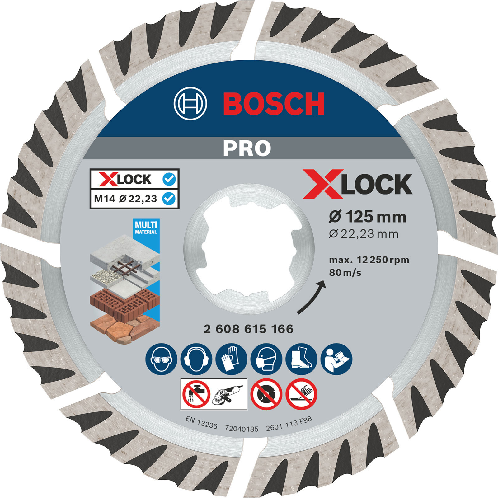 Bosch PRO Multi Material X-Lock Diamanttrennscheibe 125 x 22,23 mm 22,23 mm - 2608615166