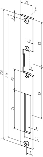 ASSA ABLOY Flachschließbl.338 STA verz.ktg.B.24xL.250mm DIN L/R - -33841