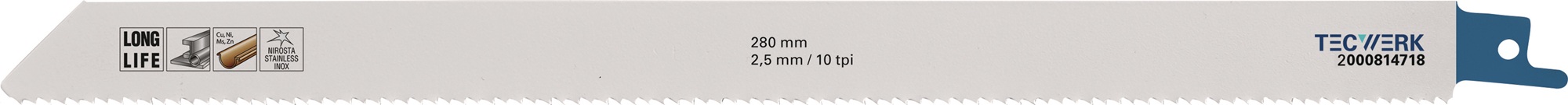 Säbelsägeblatt L.280mm B.19mm TPI 10 2,5mm 5 St./Karte TW