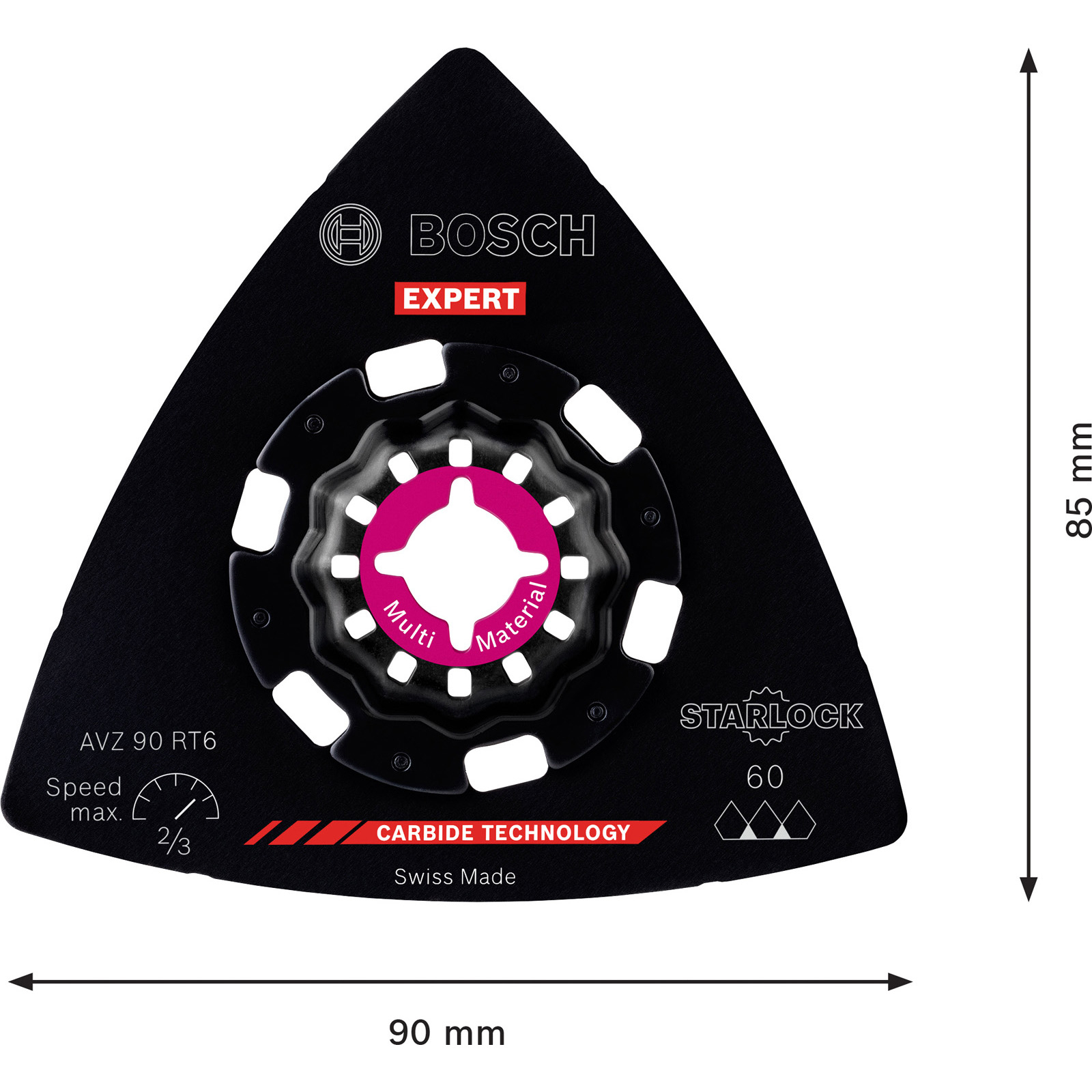 Bosch Expert Sanding Plate AVZ 90 RT6 Starlock Schleifplatte für Multifunktionswerkzeuge 60 x 90 mm - 2608900049