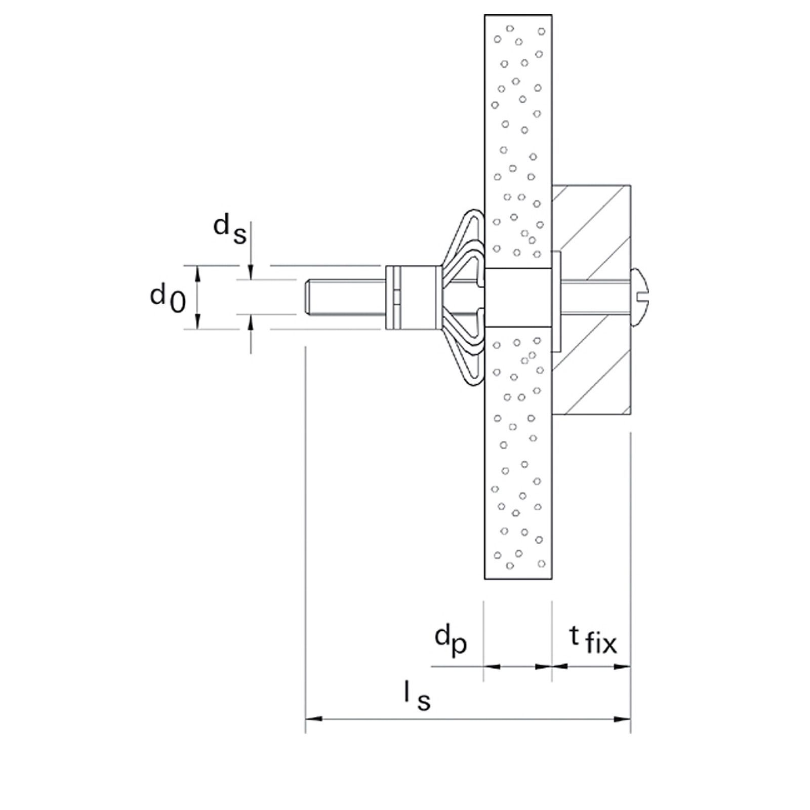 Fischer 50x Hohlraum-Metalldübel HM 5x37 S mit metrischer Schraube - 519772