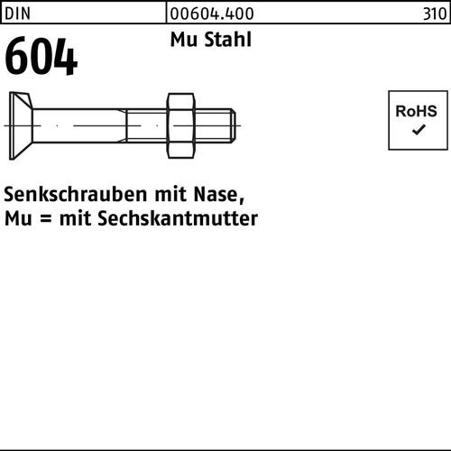 Senkschraube DIN 604 Nase/6-ktmutter M10x 30 Mu Stahl 4.6 200 Stück