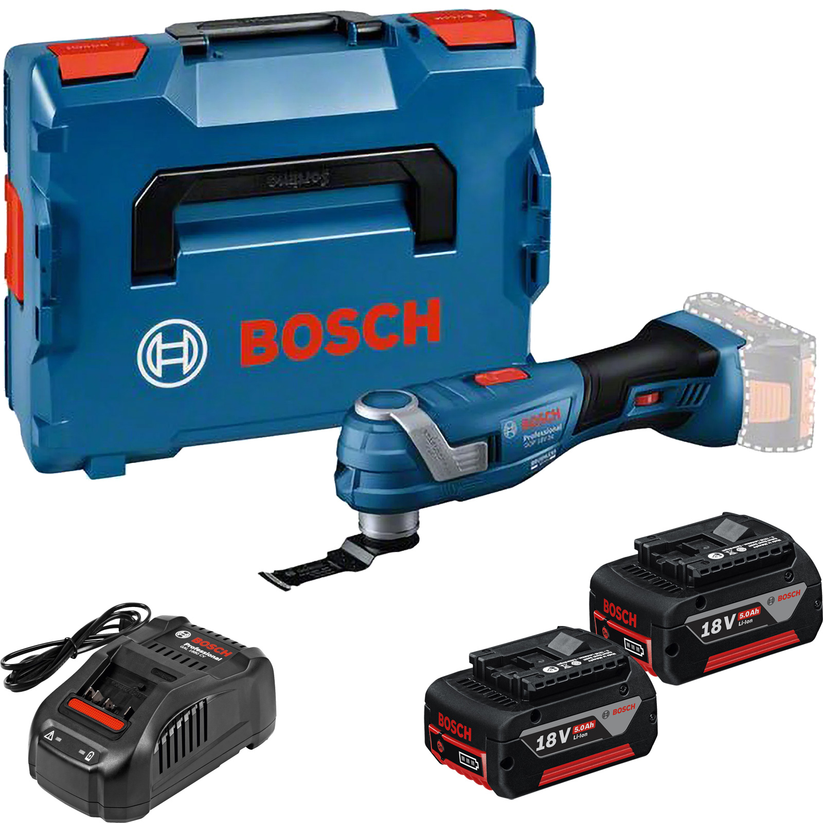 Bosch Akku-Multi-Cutter GOP 18V-34 / 2x 5,0 Ah Akku + Ladegerät in L-Boxx 136