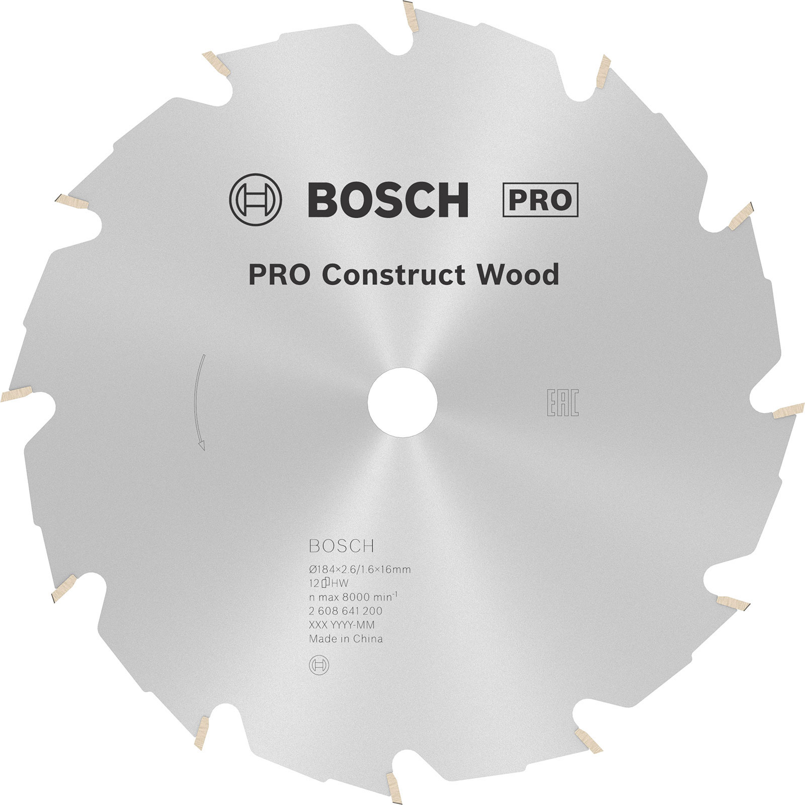 Bosch PRO Construct Wood Kreissägeblatt 184 x 2,6 x 16 mm - 2608641200