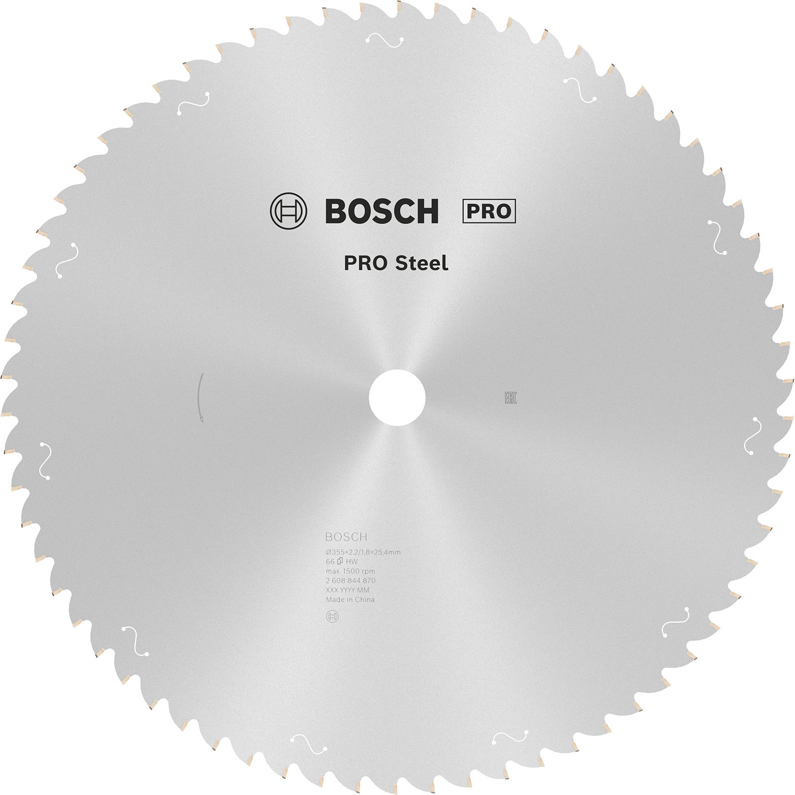 Bosch PRO Steel Sägeblatt für Kreissägen Netz- / kabelgebunden 355 x 2,2 x 25,4 mm T66 - 2608844870