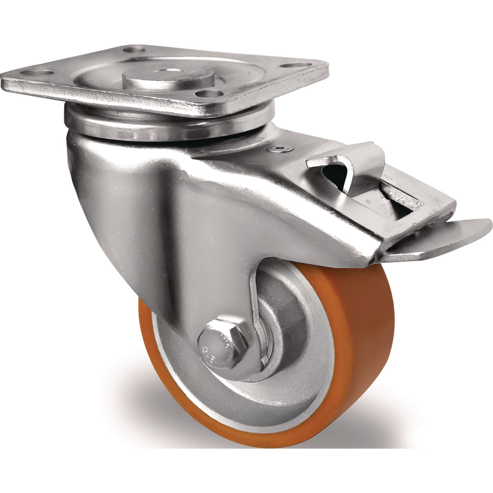 Lenkrolle D.80mm Trgf.180kg m.Festst.PU Platte L100xB85mm Rl.braun TECWERK