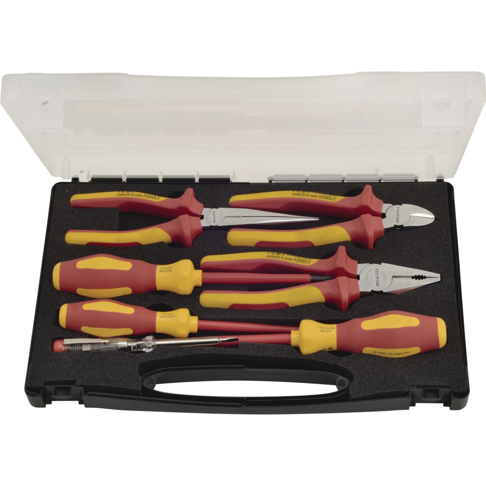 Zangen-/Werkzeugsatz 7-tlg.Mehrkomp.-Hülle Ku.-Koffer VDE TECWERK