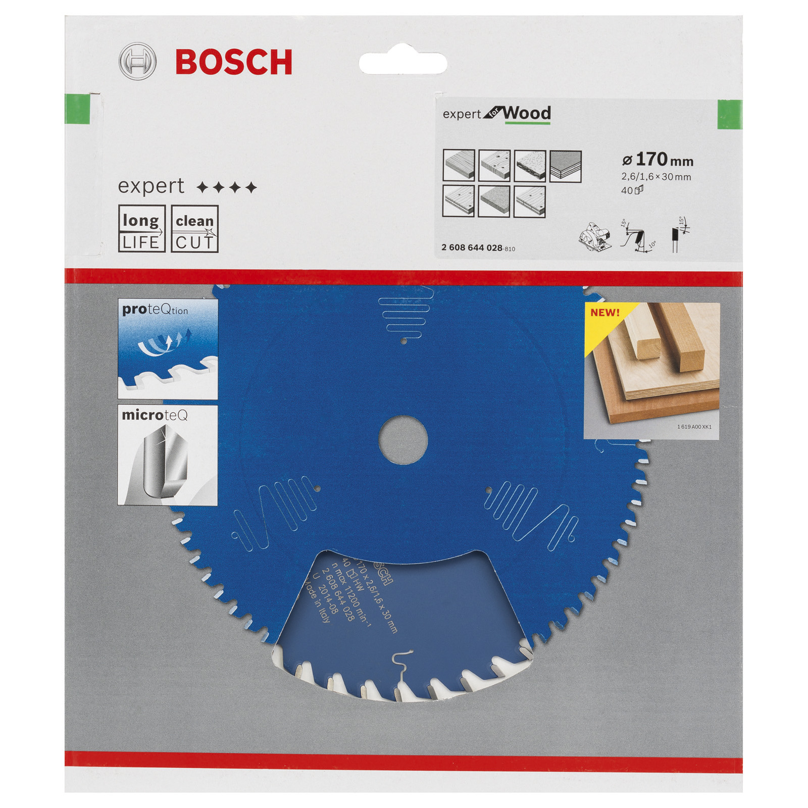 Bosch Kreissägeblatt Expert for Wood für Handkreissägen 170 x 30 x 2,6 mm 40 - 2608644028