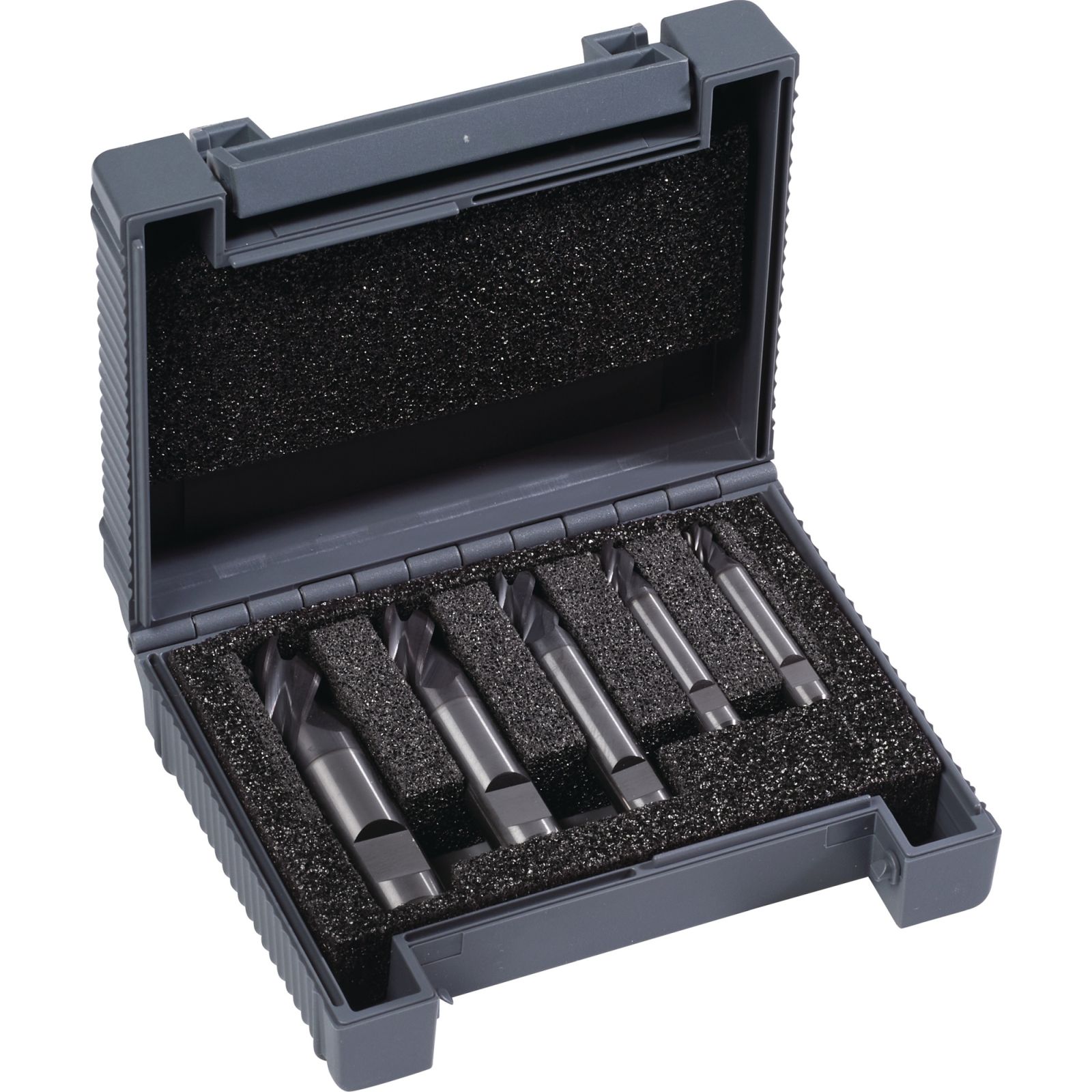 Schaftfräserset WN D.4/6/8/10/12mm Z.4 VHM TiAlN 5tlg.Ku.-Box TECWERK