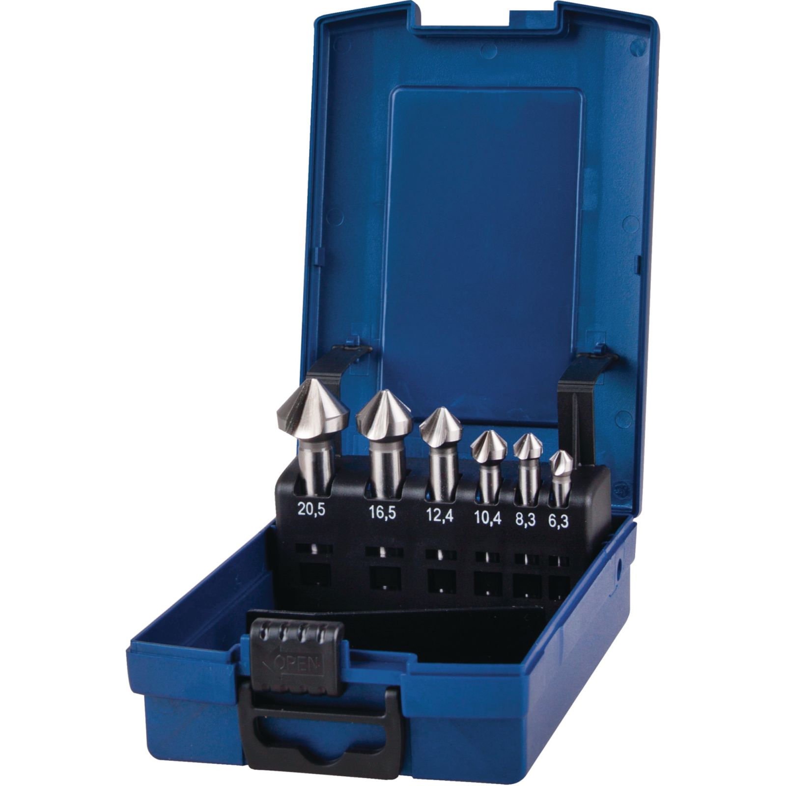 Kegelsenkersatz DIN 335C 90Grad 6,3-20,5mm HSS-Co 6-tlg.Ku.-Kass.TECWERK