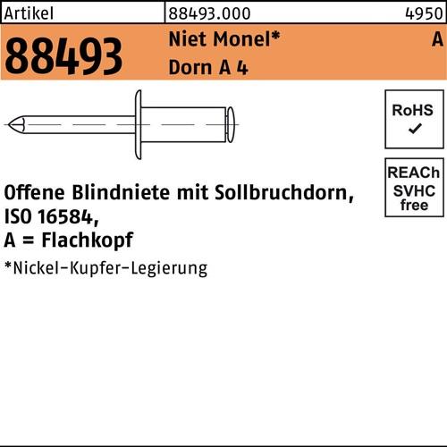 Blindniete R 88493 FLAKO 3,2x 6 Niet Monel/Dorn A 4 500 Stück