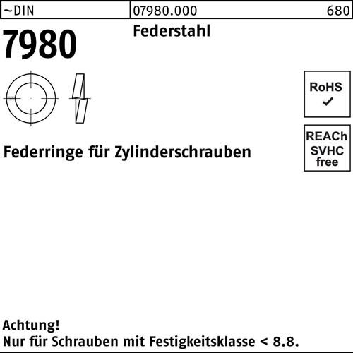 Federring DIN 7980 f.Zylinderschrauben 10 Federstahl 100 Stück