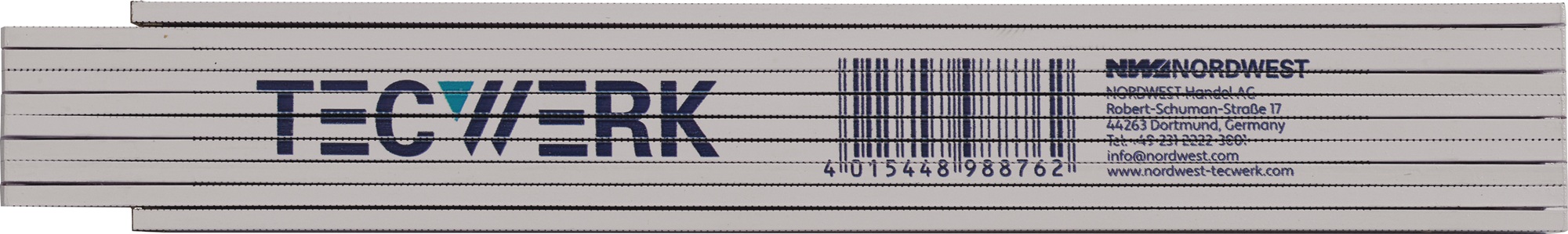 Gliedermaßstab L.2m mm/cm EG III Ku.weiß TECWERK