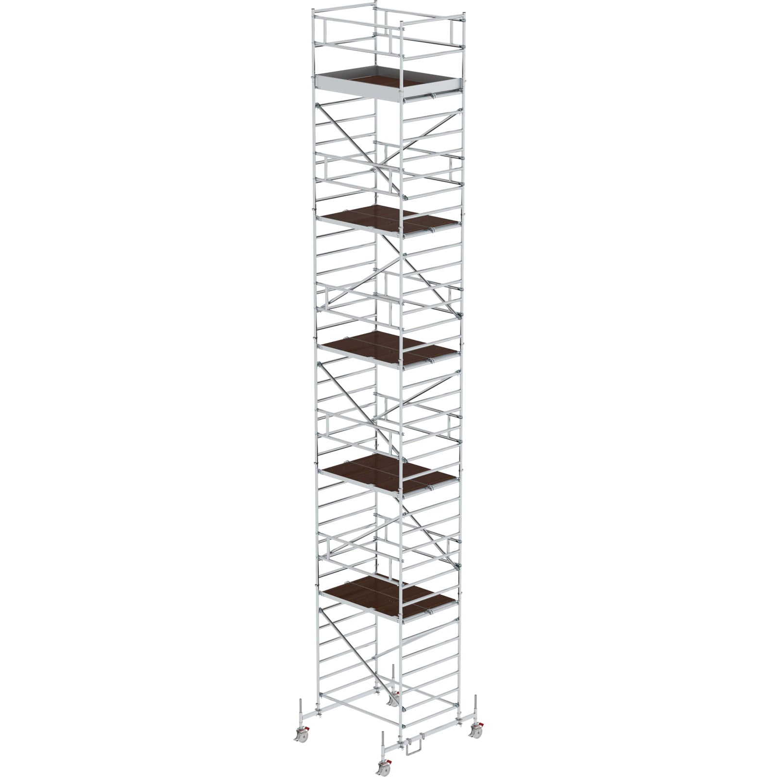 Günzburger Steigtechnik Rollgerüst 1,35 x 1,8 m mit Fahrbalken & Doppel-Plattform Plattformhöhe 10,45 m - 173036
