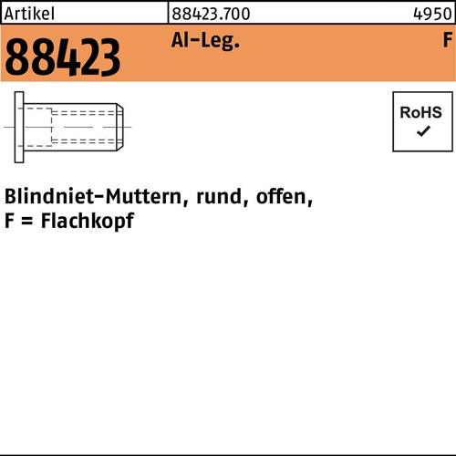 Blindnietmutter R 88423 FLAKO M4 /0,25-3,0 Aluminium 500 Stück