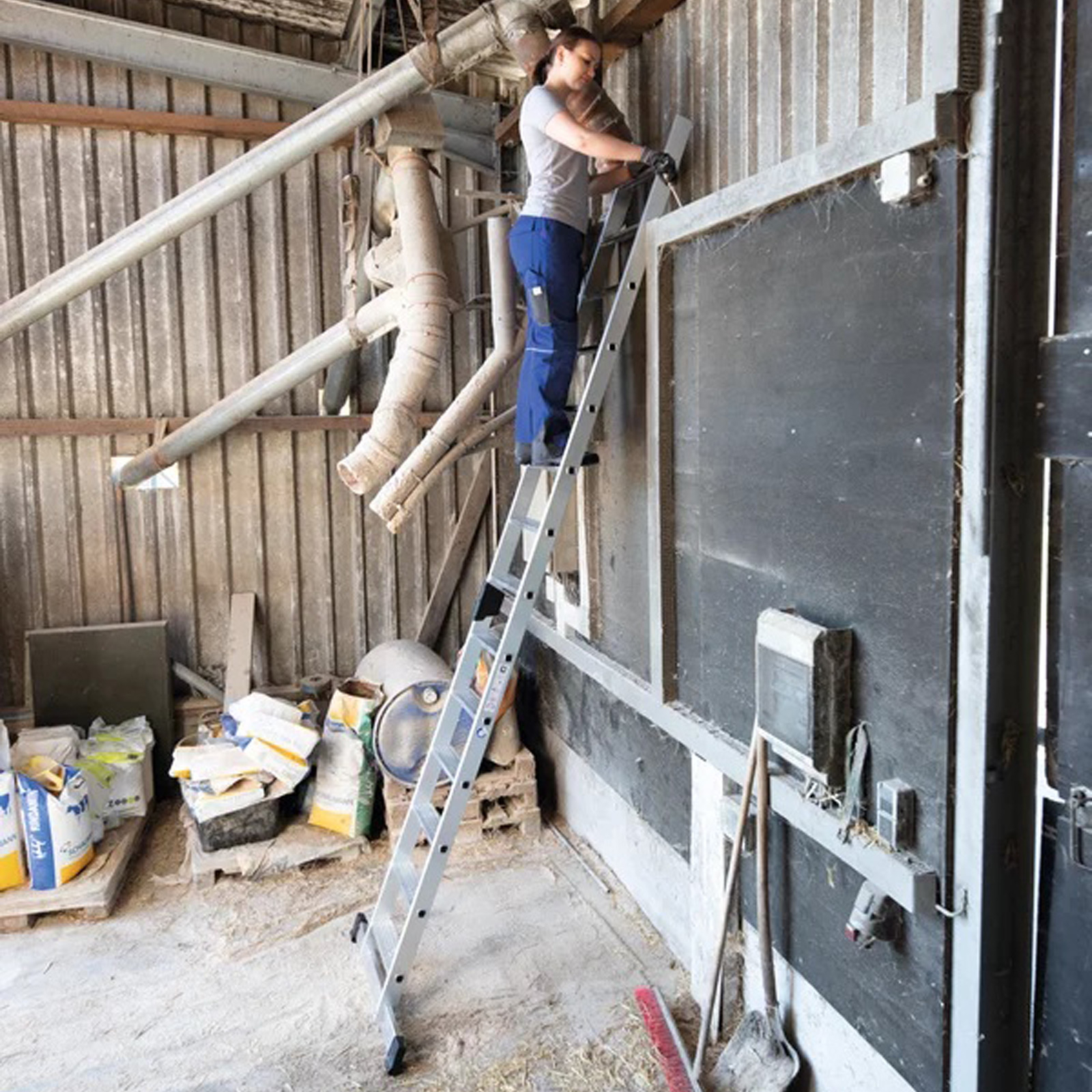 Günzburger Steigtechnik Stufen-Anlegeleiter ohne Traverse 6 Stufen - 040306