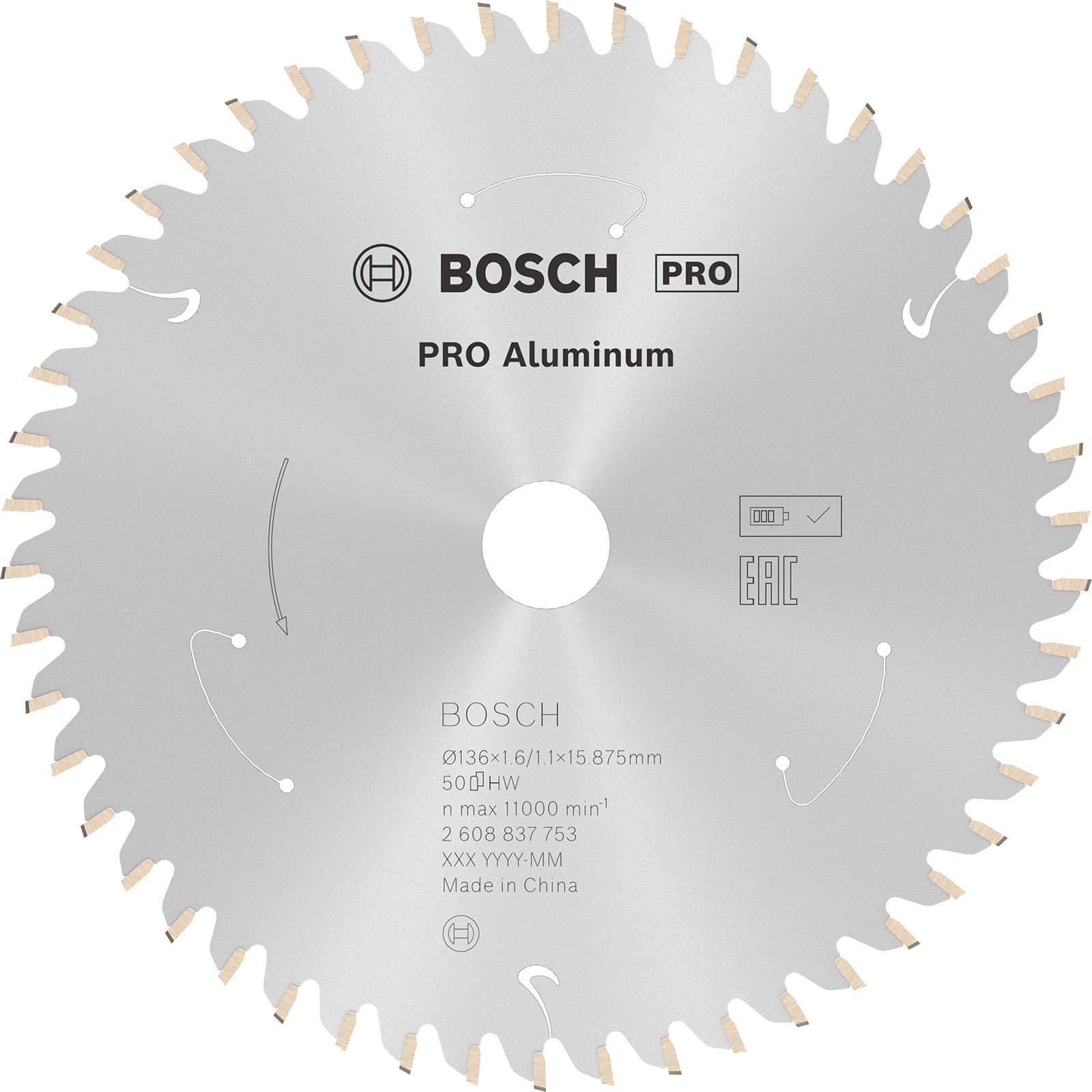 Bosch PRO Aluminium cordless Blatt für Kreissägen 136 x 1,6 x 15,875 mm - 2608837753