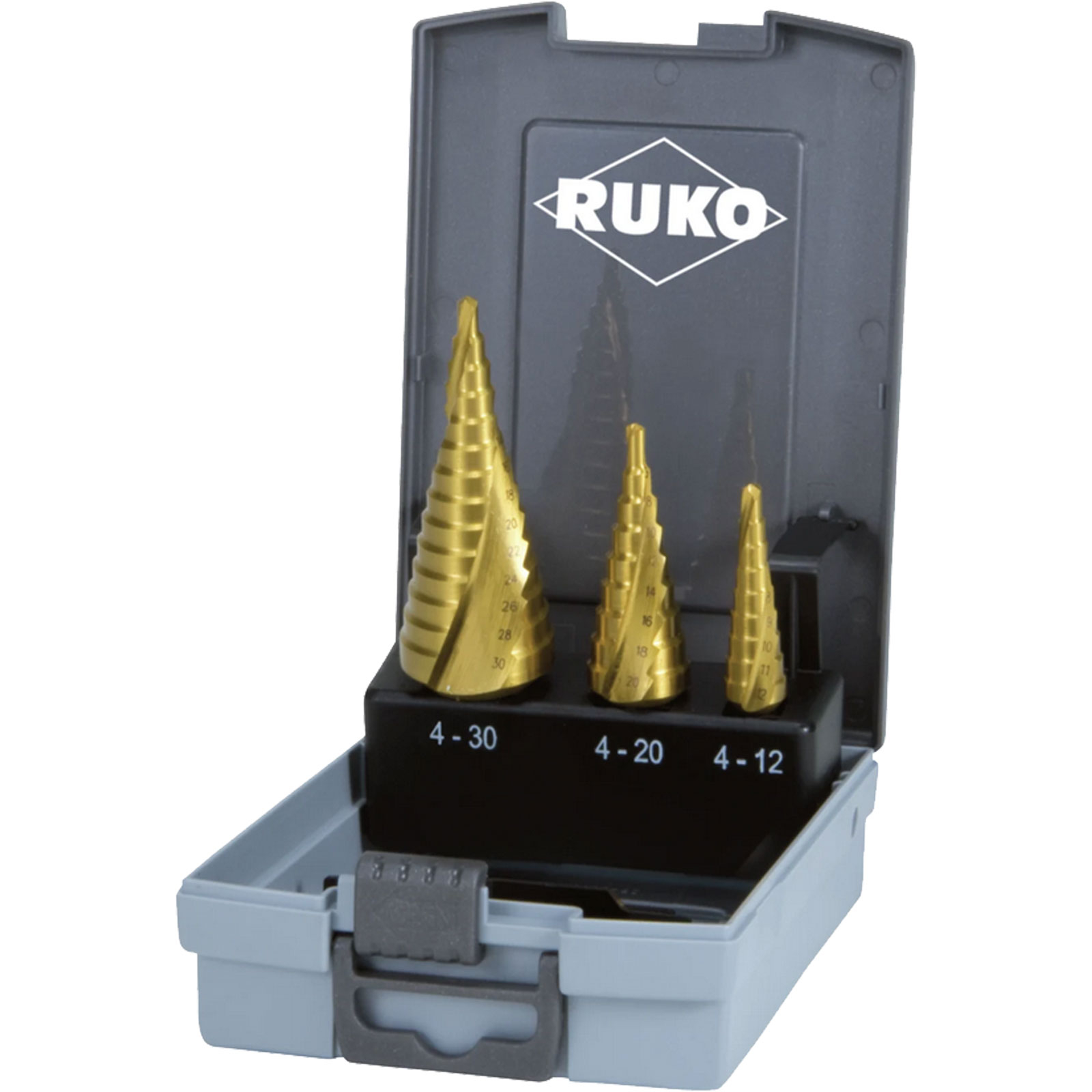RUKO Stufenbohrersatz HSSTiN Terrax Gerade Nut in Rose Box - A101126TRO