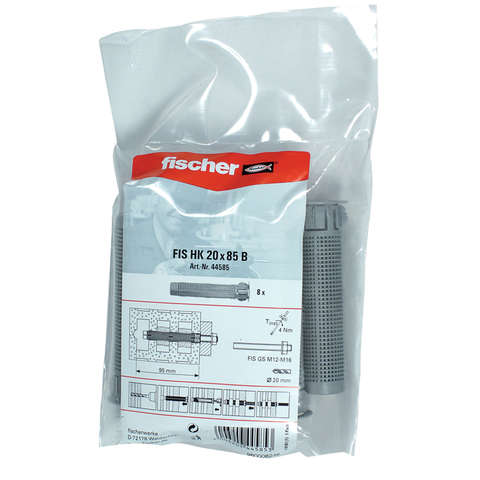 Fischer 8x Ankerhülse FIS H 20 x 85 K Kunststoff - 044585