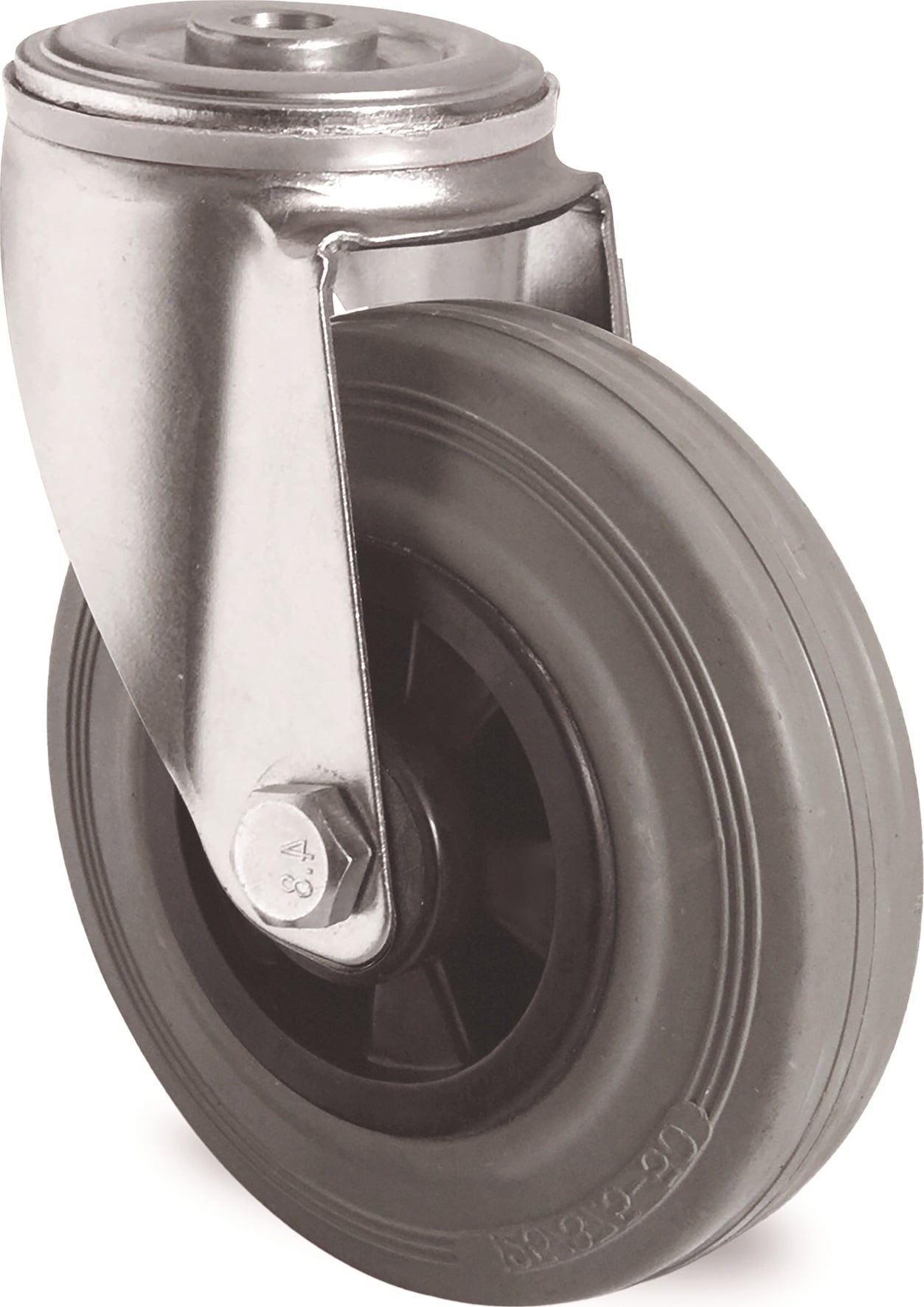 Lenkrolle D.125mm Trgf.100kg Rückenloch PP Rollenlager VG grau TECWERK