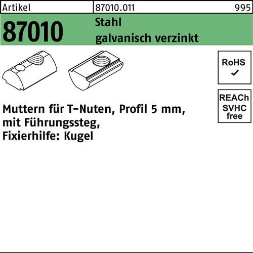 T-Nutenmutter R 87010 Führungssteg 5mm M4 Stahl galv.verz. 100 Stück