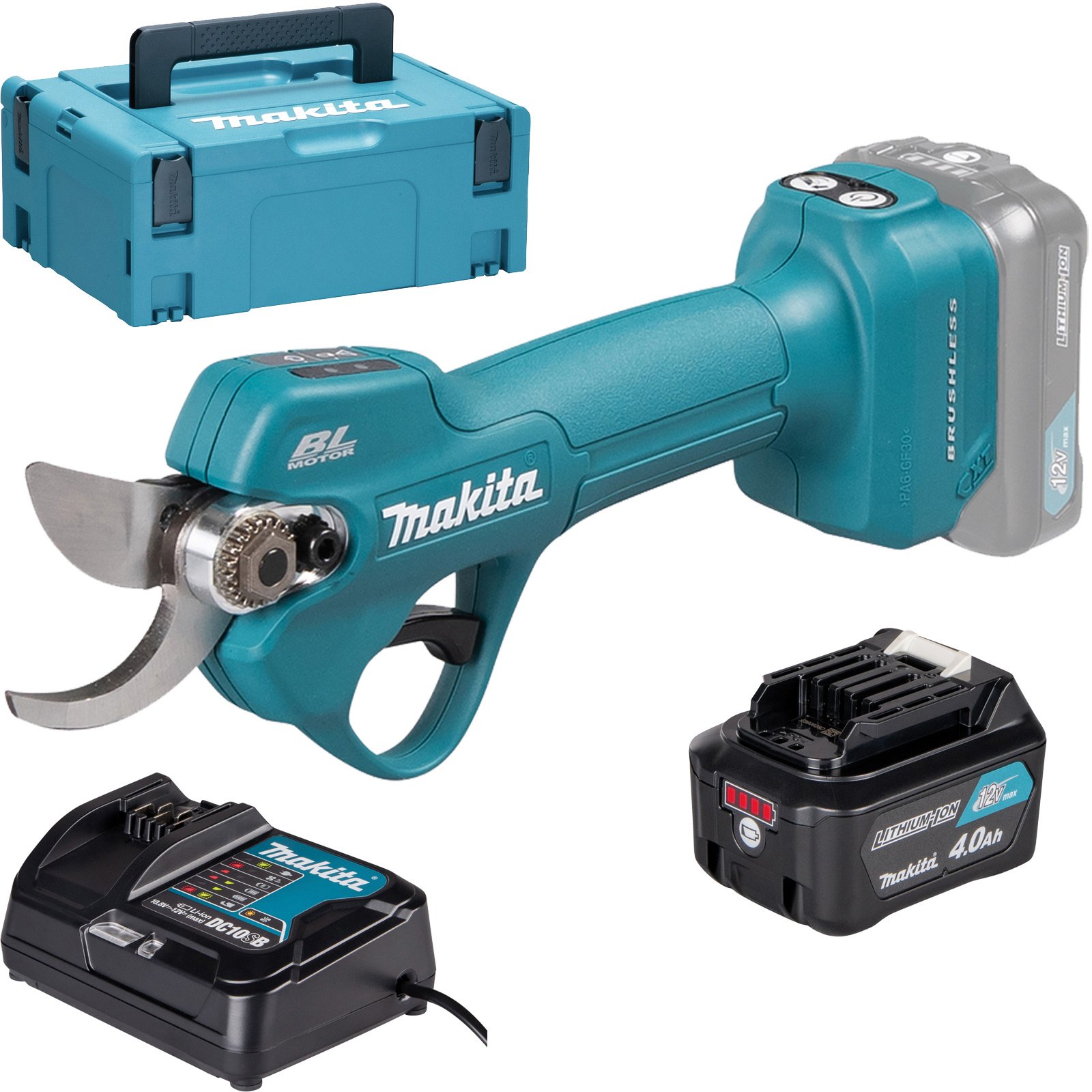 Makita UP100DSMJ Akku-Astschere 12V max. / 1x 4,0 Ah Akku + Ladegerät im MAKPAC